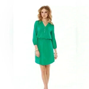 Lilly Pulitzer Green Drop Waist Beckett Shirt Dress Size  Small
